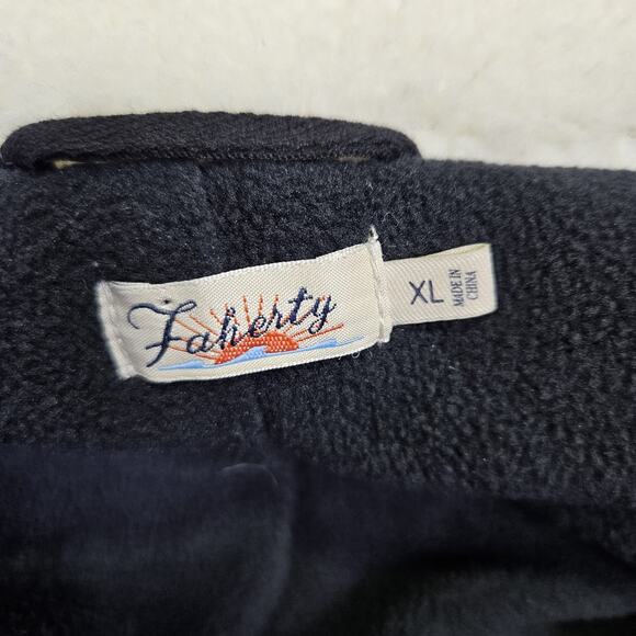 Faherty Montana Faux Shearling Coat Plaid Asymmetric Zip Moto Blue Sherpa XL - Picture 14 of 16